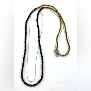 Banana Republic Black and Gold Multi-Strand Bead Necklace
